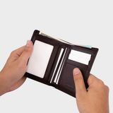  Ví nam da bò Trita (Thời trang nam gấp 2 tiện dụng - Ví da RVN001ND) màu nâu đen 