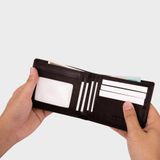  Ví nam da bò Trita (Thời trang nam dáng ngang - Ví da RVN002ND) màu nâu đen 