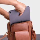  Túi Trita (Thời trang nam phối ngăn - Túi đeo chéo da RTN3N) màu nâu 