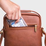  Túi Trita (Thời trang nam phối ngăn - Túi đeo chéo da RTN3BN) màu bò nhạt 