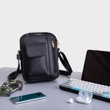  Túi Trita (Thời trang nam phối ngăn - Túi đeo chéo da RTN3D) màu đen 