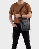  Túi Trita (Thời trang nam phối ngăn - Túi đeo chéo da RTN3D) màu đen 