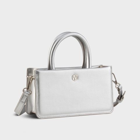Túi Yuumy (Thời trang nữ phối quai xách size 21 - Túi đeo chéo da Glossy YN288BC) màu bạc