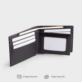  Ví nam da bò Trita (Thời trang nam dáng ngang - Ví da RVN16D) màu đen 