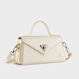  Túi Yuumy (Thời trang nữ phối khóa xoay kim loại sang trọng size 22 - Túi đeo chéo da Glossy YN243TT) màu trắng ngọc trai 