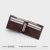  Ví nam da bò Trita (Thời trang nam dáng ngang basic - Ví da RVN23N) màu nâu 
