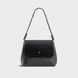  Túi Yuumy (Thời trang nữ dáng vuông nắp gập sang trọng - Túi đeo vai da Seasand YN341D) màu đen 