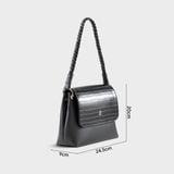  Túi Yuumy (Thời trang nữ dáng vuông nắp gập sang trọng - Túi đeo vai da Seasand YN341D) màu đen 