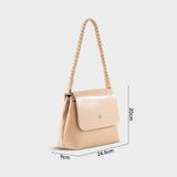  Túi Yuumy (Thời trang nữ dáng vuông nắp gập sang trọng - Túi đeo vai da Seasand YN341K) màu kem 