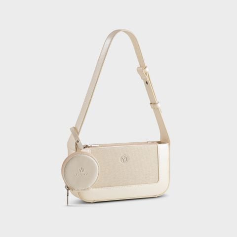 Túi Yuumy (Thời trang nữ size 22 phối ví mini - Túi đeo chéo da Glossy YN346TT) màu trắng ngọc trai