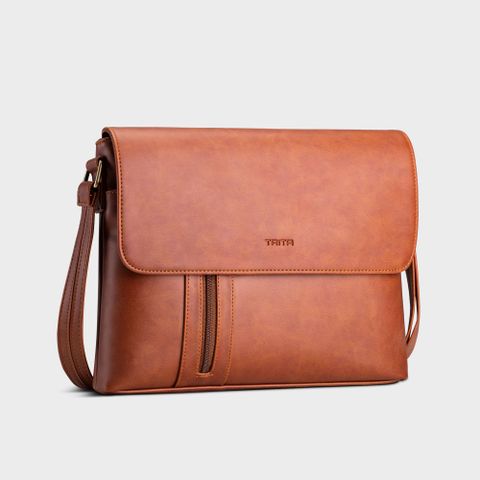  Túi Trita (Thời trang nam phối ngăn - Túi đeo chéo da RTN5BD) màu bò đậm 