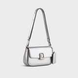  Túi Yuumy (Thời trang nữ khóa oval kèm gương mini - Túi đeo chéo da Glossy YN312BC) màu bạc 