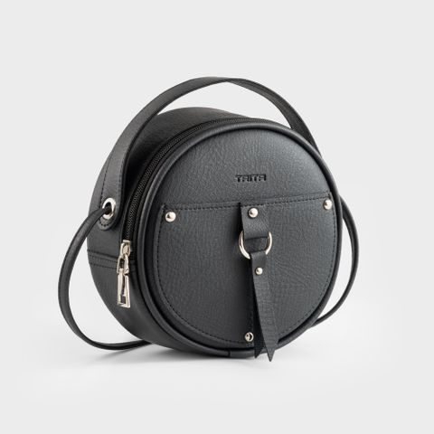 Túi đeo chéo da nữ dáng tròn thanh lịch Trita RHN65D màu đen