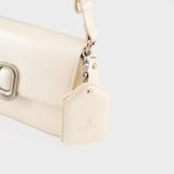  Túi Yuumy (Thời trang nữ khóa oval kèm gương mini - Túi đeo chéo da Glossy YN312TT) màu trắng ngọc trai 