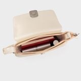  Túi Yuumy (Thời trang nữ khóa oval kèm gương mini - Túi đeo chéo da Glossy YN312TT) màu trắng ngọc trai 