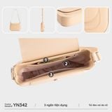  Túi Yuumy (Thời trang nữ nắp gập bo viền tối giản size 22-  Túi đeo vai da Seasand YN342D) màu đen 