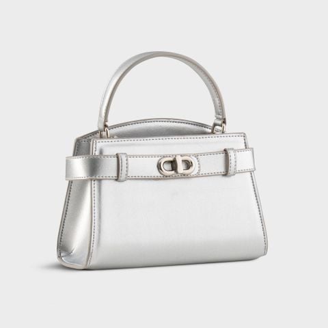 Túi Yuumy (Thời trang nữ size 19 phối khóa xoay - Túi đeo chéo da Glossy YN232BC) màu bạc