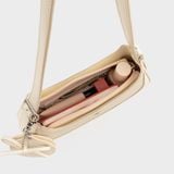  Túi Yuumy (Thời trang nữ phối gương tròn và nơ xinh xắn - Túi đeo vai da Glossy YN345TT) màu trắng ngọc trai 