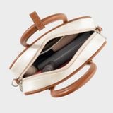  Túi Yuumy (Thời trang nữ bo góc phối chỉ nổi size 23 - Túi đeo chéo da Glossy YN303TT) màu trắng ngọc trai 