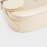  Túi Yuumy (Thời trang nữ phối gương tròn và nơ xinh xắn - Túi đeo vai da Glossy YN345TT) màu trắng ngọc trai 