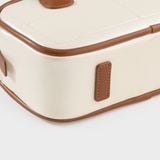  Túi Yuumy (Thời trang nữ bo góc phối chỉ nổi size 23 - Túi đeo chéo da Glossy YN303TT) màu trắng ngọc trai 