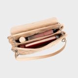  Túi Yuumy (Thời trang nữ da chần bông phối dây xích size 24 - Túi đeo chéo da Seasand YN241K) màu kem 