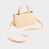  Túi Yuumy (Thời trang nữ phối quai xách size 21 - Túi đeo chéo da Glossy YN288TT) màu trắng ngọc trai 