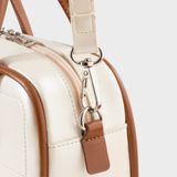  Túi Yuumy (Thời trang nữ bo góc phối chỉ nổi size 23 - Túi đeo chéo da Glossy YN303DT) màu đen ngọc trai 