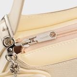  Túi Yuumy (Thời trang nữ phối gương tròn và nơ xinh xắn - Túi đeo vai da Glossy YN345TT) màu trắng ngọc trai 