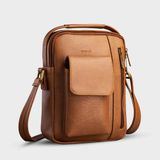  Túi Trita (Thời trang nam phối ngăn - Túi đeo chéo da RTN3BN) màu bò nhạt 