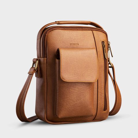  Túi Trita (Thời trang nam phối ngăn - Túi đeo chéo da RTN3BN) màu bò nhạt 