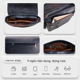  Túi Trita (Thời trang nam phối ngăn - Túi đeo chéo da RTN5BD) màu bò đậm 