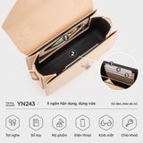  Túi Yuumy (Thời trang nữ phối khóa xoay kim loại sang trọng size 22 - Túi đeo chéo da Glossy YN243BC) màu bạc 