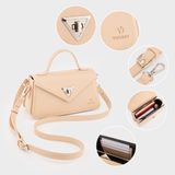  Túi Yuumy (Thời trang nữ phối khóa xoay kim loại sang trọng size 22 - Túi đeo chéo da Glossy YN243BC) màu bạc 