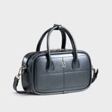  Túi Yuumy (Thời trang nữ bo góc phối chỉ nổi size 23 - Túi đeo chéo da Glossy YN303DT) màu đen ngọc trai 