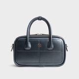  Túi Yuumy (Thời trang nữ bo góc phối chỉ nổi size 23 - Túi đeo chéo da Glossy YN303DT) màu đen ngọc trai 