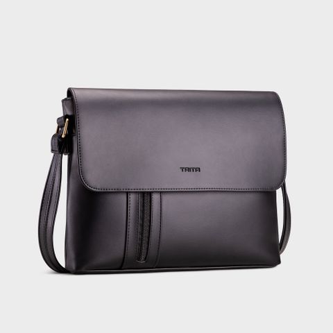  Túi Trita (Thời trang nam phối ngăn - Túi đeo chéo da RTN5D) màu đen 