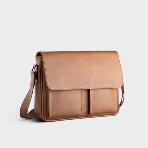 Túi Trita (Thời trang nam phối ngăn đôi - Túi đeo chéo da RTN6BN) màu bò nhạt 