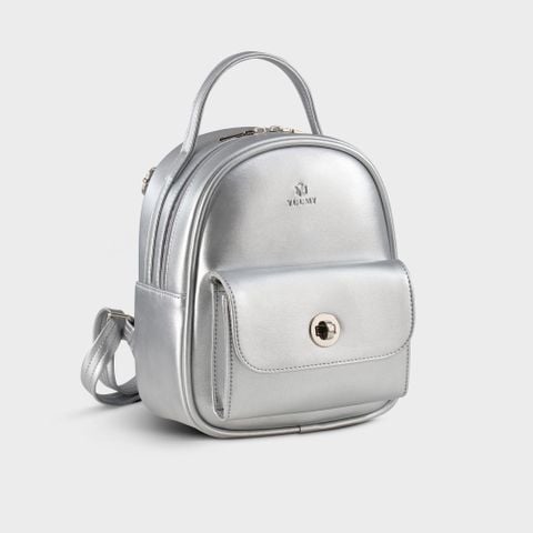Balo Yuumy (Thời trang nữ mini phong cách dễ thương  - Balo da Glossy YBA110BC) màu bạc
