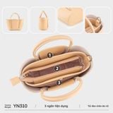  Túi Yuumy (Thời trang nữ thiết kế bo cong mềm mại - Túi đeo chéo da Bergen YN310B) màu bò 