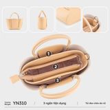  Túi Yuumy (Thời trang nữ thiết kế bo cong mềm mại - Túi đeo chéo da Bergen YN310K) màu kem 