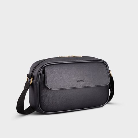  Túi Trita (Thời trang nam đa năng phối ngăn - Túi đeo chéo da RTN11D) màu đen 