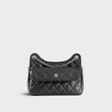  Túi Yuumy (Thời trang nữ da chần bông phối dây xích size 24 - Túi đeo chéo da Seasand YN241D) màu đen 