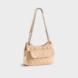  Túi Yuumy (Thời trang nữ da chần bông phối dây xích size 24 - Túi đeo chéo da Seasand YN241K) màu kem 