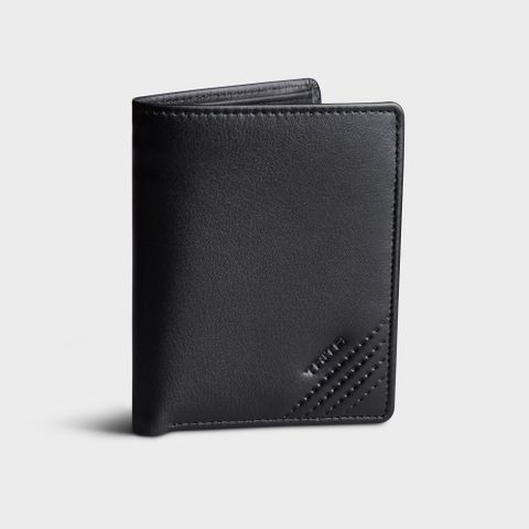  Ví nam da bò Trita (Thời trang nam dáng đứng - Ví da RVN20D) màu đen 