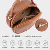  Túi Trita (Thời trang nữ form tròn viền chỉ - Túi đeo chéo da RHN164B) màu bò 