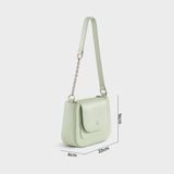  Túi Yuumy (Thời trang nữ nắp gập bo viền tối giản size 22 - Túi đeo vai da Seasand YN342XN) màu xanh ngọc 