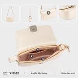  Túi Yuumy (Thời trang nữ khóa oval kèm gương mini - Túi đeo chéo da Glossy YN312BC) màu bạc 