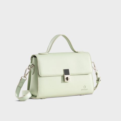 Túi Yuumy (Thời trang nữ nắp gập khoá xoay thanh lịch size 21 - Túi đeo chéo da Seasand YN302XN) màu xanh ngọc