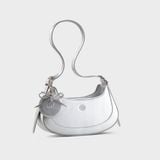  Túi Yuumy (Thời trang nữ phối gương tròn và nơ xinh xắn - Túi đeo vai da Glossy YN345BC) màu bạc 